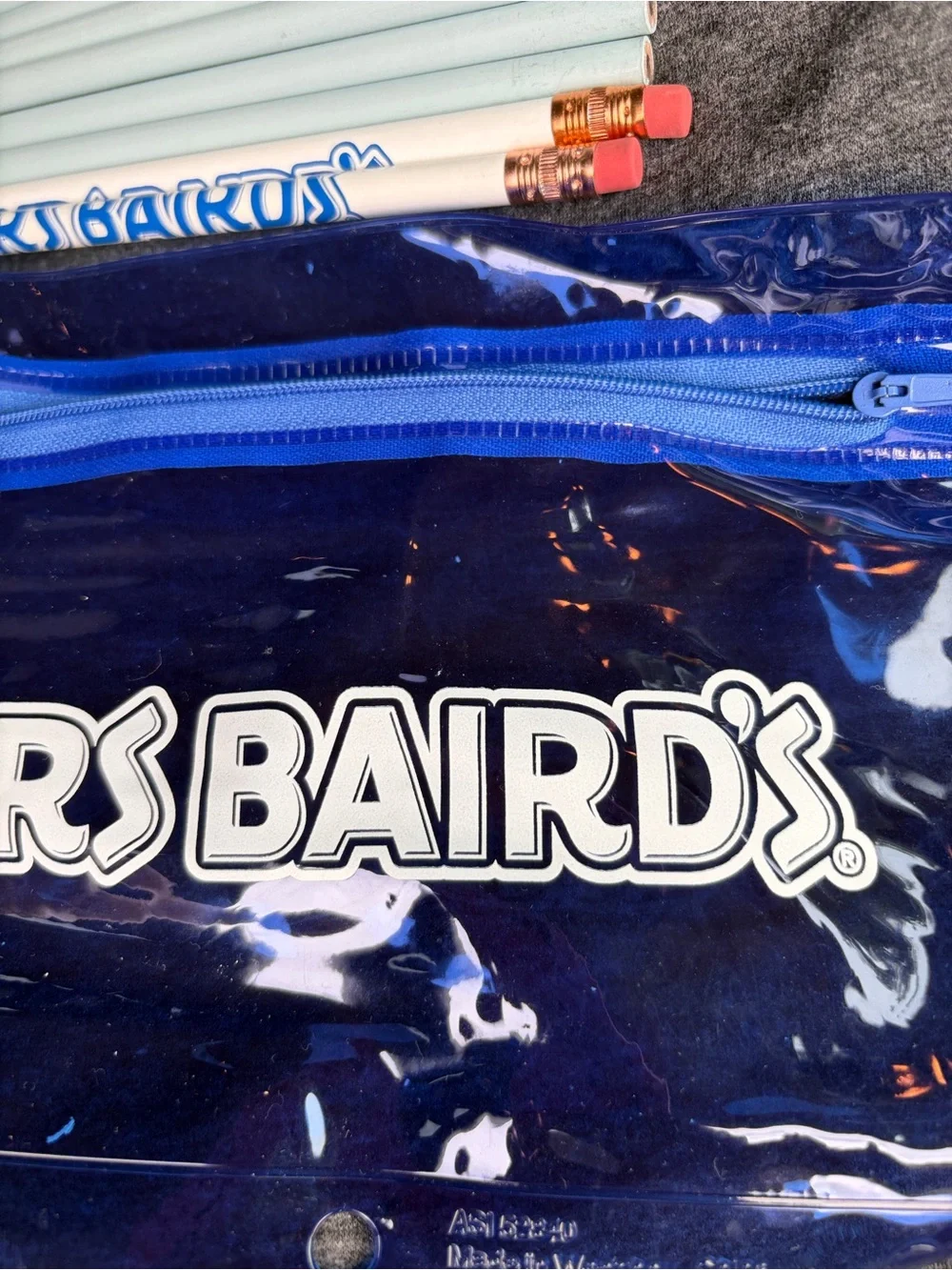 MRS BAIRD'S Clear Navy Vinyl Pouch with Logo